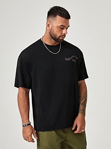 AMYAVA Gömlek Erkekler için erkek Gömlek Tops Erkekler Yansıtıcı Ayı ve Sloganı grafikli tişört (Renk: Siyah, Boyut: