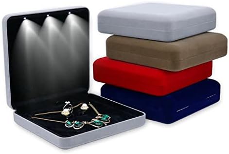 CXDTBH 18x18x4. 4cm Kadife LED Takı kolye kutusu Küpe Yüzük Hediye Kutusu Mücevher Seti Ekran saklama kutusu (Renk: