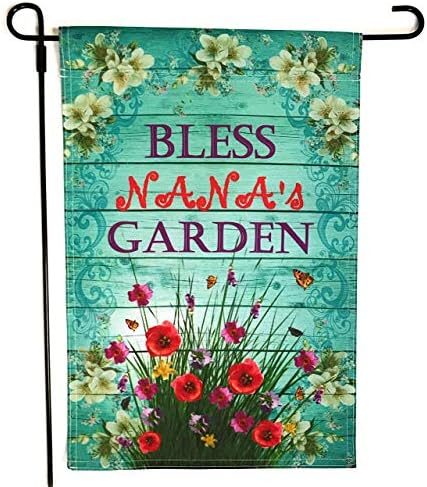 Nana'nın Bahçesini Kutsa Nana Yazan Dış Mekan Dekoratif Bahçe Bayrağı-Torunundan, Torunundan veya tüm Torunlarından