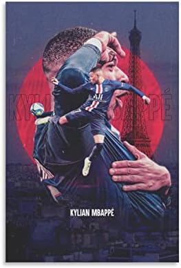 NİTDODİ Futbol Yıldız Kylian Mbappe Tuval Poster Paris Saint-Germain Sanat Duvar Yatak Odası Dekorasyon (Çerçevesiz)