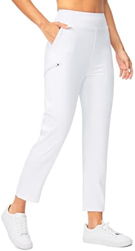 SANTİNY kadın Golf Pantolon 3 Fermuarlı Cepler 7/8 Streç Yüksek Belli Ayak Bileği Pantolon Kadınlar için Seyahat İş