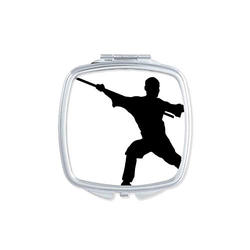 Kung Fu Dövüş Sanatı Çin Shaolin Sopa Ayna Taşınabilir Kompakt Cep Makyaj Çift Taraflı Cam