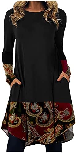 NOKMOPO Seksi Yeni Yıl Arifesi Elbiseler Kadınlar ıçin Moda Rahat Baskılı Yuvarlak Boyun Kazak Gevşek Uzun Kollu Elbise