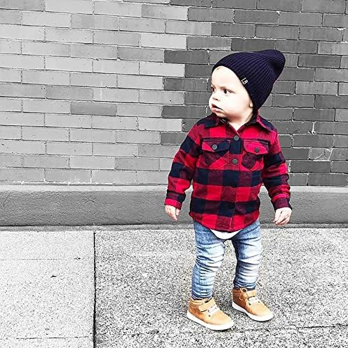 Toddler Bebek Kız Erkek Ceket Uzun Kollu Kadife Ekose Düğme Aşağı yakalı tişört Ceket Unisex Bebek Sonbahar Kış Giysileri
