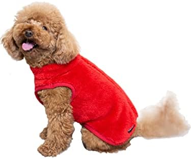 Ola Mari Pet Köpek Süper Yumuşak Sıcak Polar Zip Up Unisex Yelek Kazak Köpekler Evcil Hayvanlar için, X-Large, Kırmızı