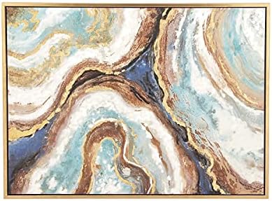 Deco 79 Tuval Geode Çerçeveli Duvar Sanatı Altın Çerçeveli, 47 x 2 x 36, Çok Renkli