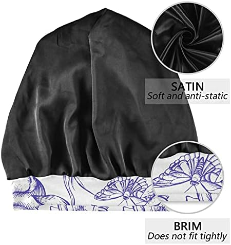 Kafatası Kap Uyku Kap Çalışma Şapka Bonnet Beanies Kadınlar için Vintage Çiçek Çiçek Yaprakları Uyku Kap Çalışma Şapka
