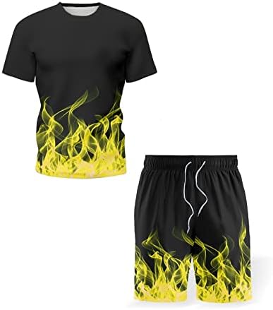 Erkek 2 Parça Set yaz kıyafetleri Takım Elbise İki Parçalı Eğlence erkek Spor Koşu Yaz Renk 3D Açık Degrade