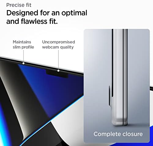 Spigen Temperli Cam Ekran Koruyucu [GlasTR İnce] MacBook Pro 16 inç için tasarlanmış (M2 Pro / M2 Max / M1 Pro / M1