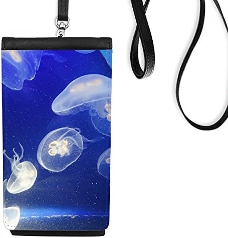 Okyanus Denizanası Bilim Doğa Resim Telefon Cüzdan çanta Asılı Cep Kılıfı Siyah Cep