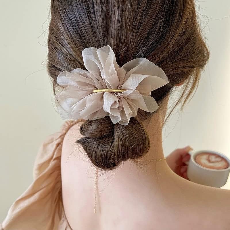 Saç Kelepçeleri Çiçek Şifon Firkete Kadın Geri Kafa Bahar Klip Yaz Duygu Saç Kartı At Kuyruğu Headdress (Renk: A,