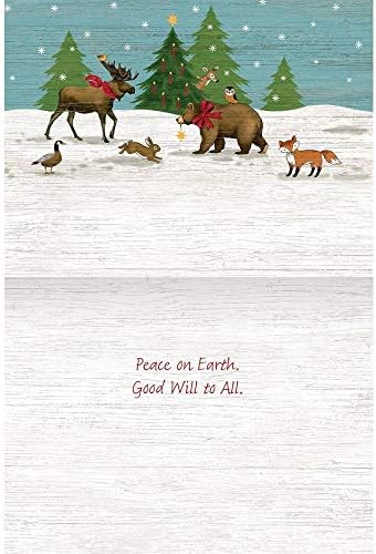 LANG Yeryüzünde Barış Klasik Noel Kartı Suzanne Nicoll, 12 Kart ve 13 Zarf, Parıltılı Süsleme (2004034)