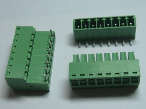 10 Adet Pitch 3.5 mm Açı 8way / pin Vida Terminal Bloğu Bağlayıcı w / Açı Pin Yeşil Renk Takılabilir Tip Skywalking