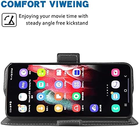 Samsung Galaxy S23 Ultra 5G ile uyumlu Cüzdan Kılıf ve Bilek Kayışı Kordon ve Deri Flip Kart Tutucu Standı Cep Aksesuarları