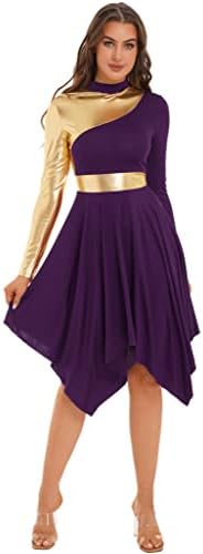 XUNZOO Kadın Liturjik Yüksek Düşük Övgü Dans Elbise Lirik Kilise İbadet Tunik Giyim Yerleşimi