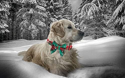 YUDOTE Noel köpek tasması Çıkarılabilir Yay ile Klasik Ekose Yaka Kar Tanesi Desenli Ayarlanabilir Tatil Yaka Küçük