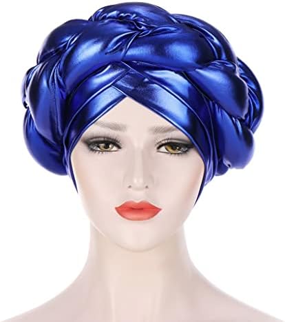 SAWQF Moda Parlak İpek Kaba Büküm Örgü Türban Başörtüsü Şapka Bayan Kafa Kaput Kadınlar için saç aksesuarları Saç