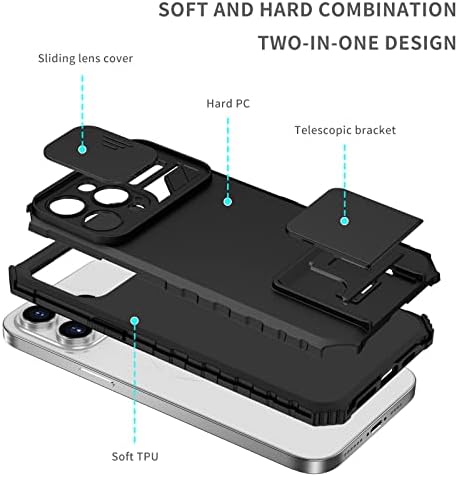 pompvla için iPhone 14 Pro Max Kılıf ile 2 Temperli Cam Ekran Koruyucuları ile Kickstand & Kamera Kapak iPhone 14