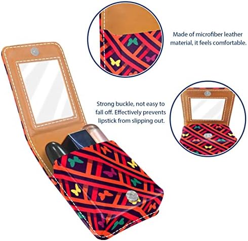 Renkli Kelebek Desen Ruj kılıfı Çanta için Ayna ile Ruj kılıfı Tutucu uyar Dudak Parlatıcısı Dudak Balsamı