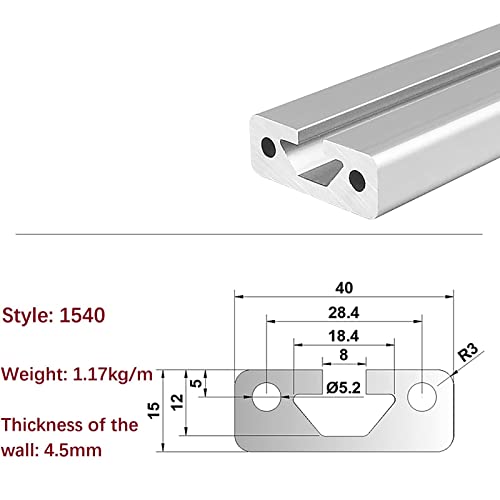 Mssoomm 2 Paket 1540 Alüminyum ekstrüzyon profili Uzunluk 40 inç / 1016mm Gümüş, 15x40mm 15 Serisi T Tipi T-Yuvası
