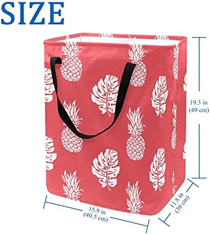 Elle Çizilmiş Yapraklar Ananas çamaşır sepeti Büyük Bez Organizatör Çantası Sepeti katlanır çamaşır sepeti Kolları