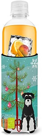 Caroline's Treasures BB4158MUK Merry Christmas Ağacı Standart Schnauzer Tuz ve Biber İnce kutular için Ultra Hugger,