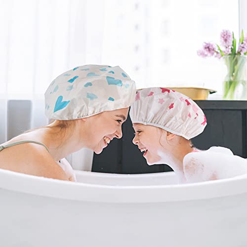 6 Adet duş boneleri, Su Geçirmez Banyo Kapakları Plastik Yeniden Kullanılabilir duş boneleri Banyo Saç Kapakları Kadınlar