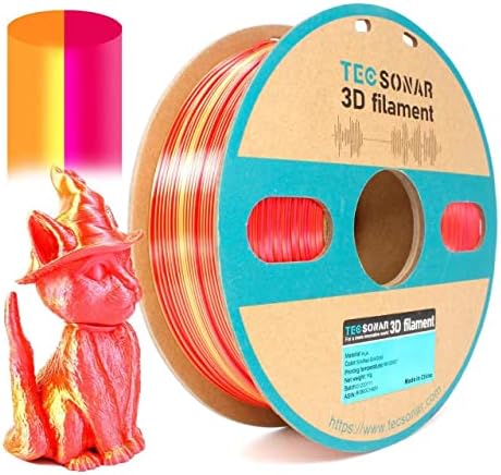 TECSONAR Renkli PLA Filament 1.75 mm 1 kg, 3 Rolls / Paket, İpek Altın Bakır Siyah, ipek Kırmızı Altın, ipek Mavi