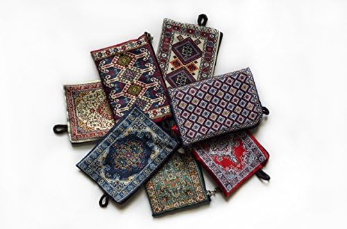 Oryantal Halı Dokuma Kumaş Kozmetik Çantası, Debriyaj, Makyaj Çantası-Mashad Design Collection