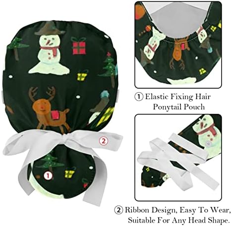 2 ADET Kabarık Kap Düğmesi At Kuyruğu Kılıfı Pamuk Çalışma Şapka Ter Bandı Ayarlanabilir Cerrahi Kapaklar Noel Santa