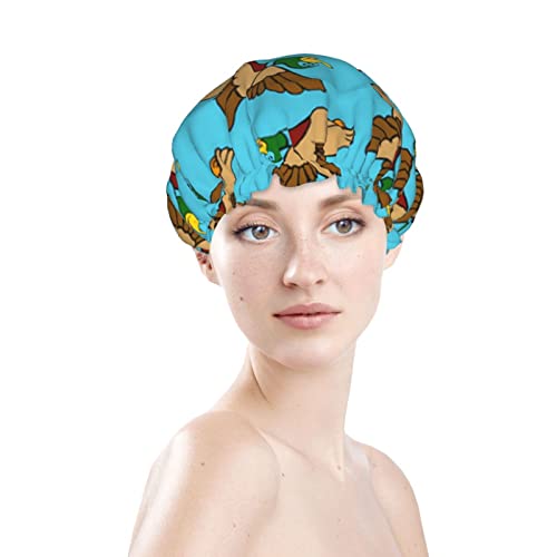 Kadınlar Kullanımlık Streç Hem Saç Şapka Uçan Yeşilbaş Ördekler Çift Katmanlar Su Geçirmez Duş Başlığı banyo bonesi