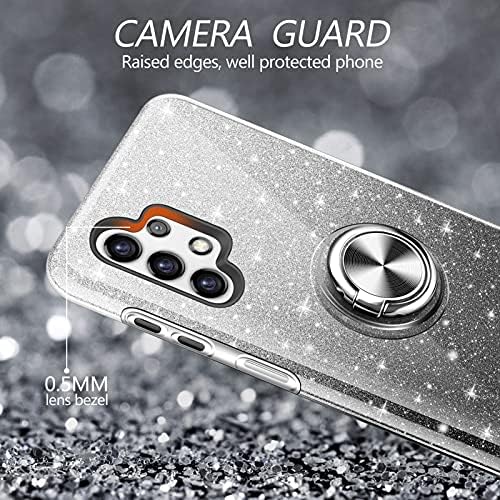 KSWOUS Galaxy A32 5G Kılıf ile 2 Paket Ekran Koruyucu, kristal Temizle Glitter Sparkly Bling Koruyucu Kapak için Kickstand
