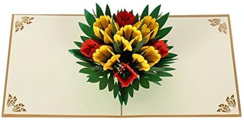 CUTPOPUP Birthday Card Pop Up, Anneler Günü, 3D Tebrik, Teşekkür Kartı (Lale Çiçekleri)