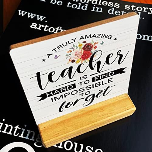 Öğretmen Hediye Ülke Gerçekten Şaşırtıcı bir Öğretmen bulmak zor Ahşap Plak İşareti masa dekoru Rustik Çiçek Öğretmen
